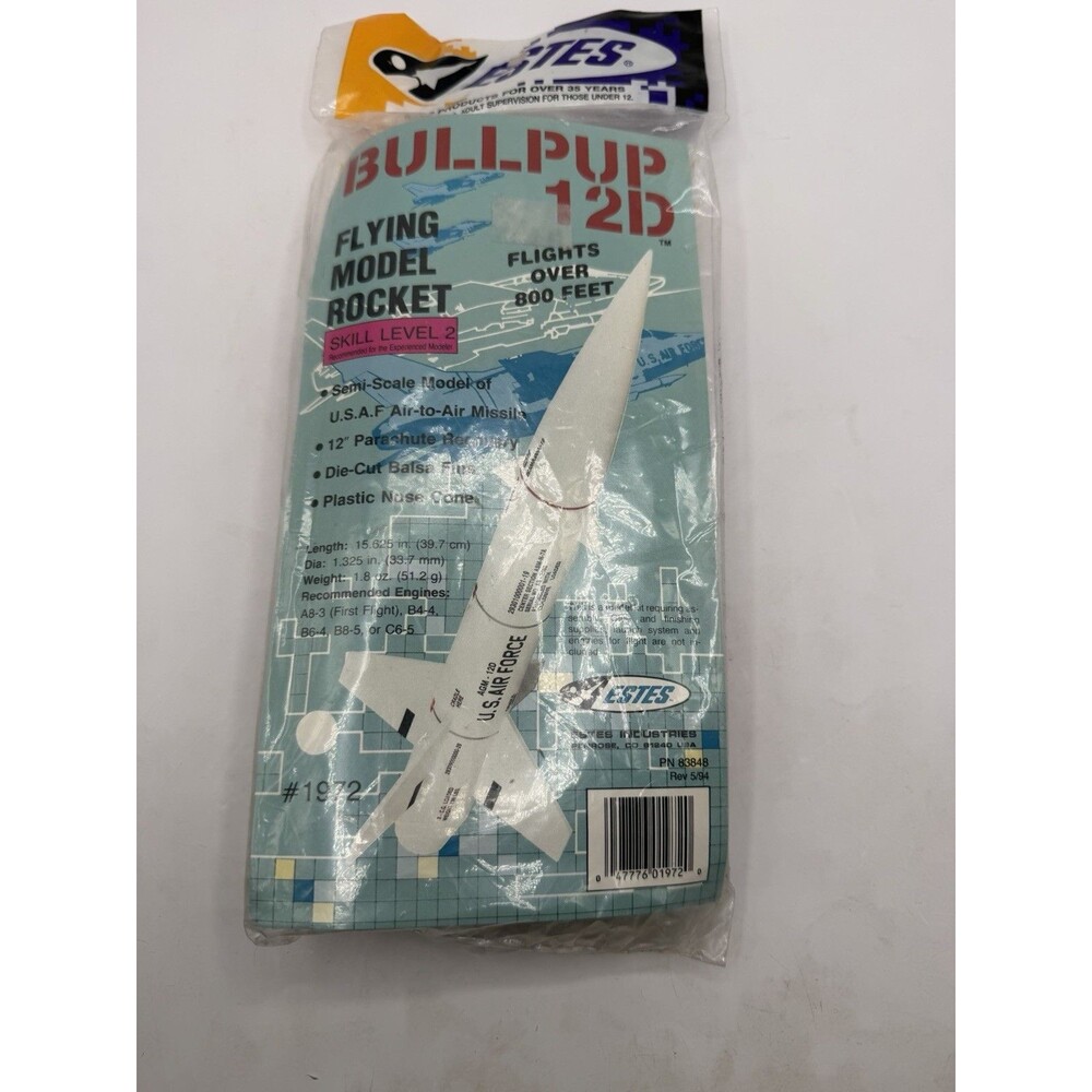 Estes Flying Model Rocket Bullpup 12D Skill Level 2 #1972